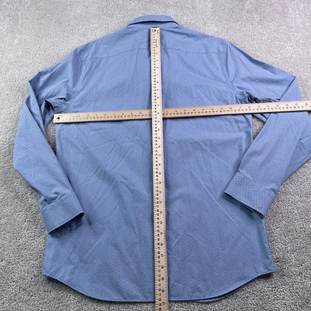 Banana Republic Shirt Mens Large Blue Geometric Slim Fit Non‎ Iron Button Up
